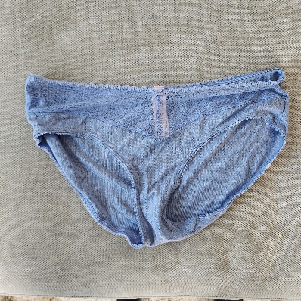 Victorias‎ Secret Women's Large Blue Stretch Pointelle Hiphugger Panty NWT